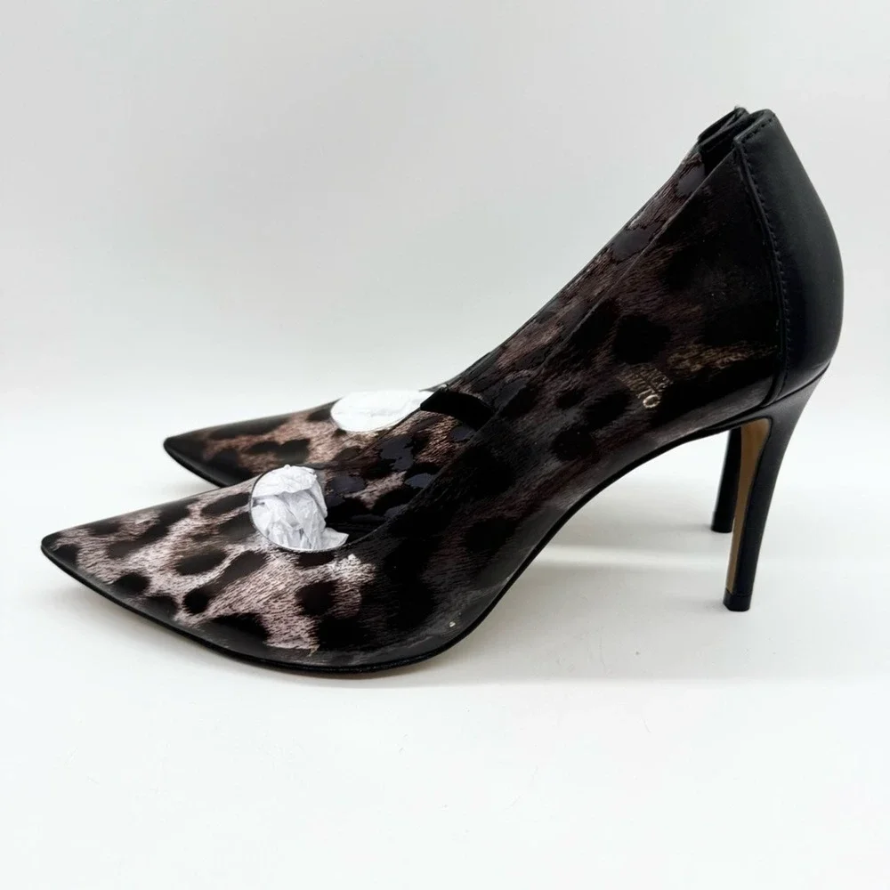 NWOT Vince Camuto Anessta Pump Animal print Leopard Pointed High Heels Clear 7.5